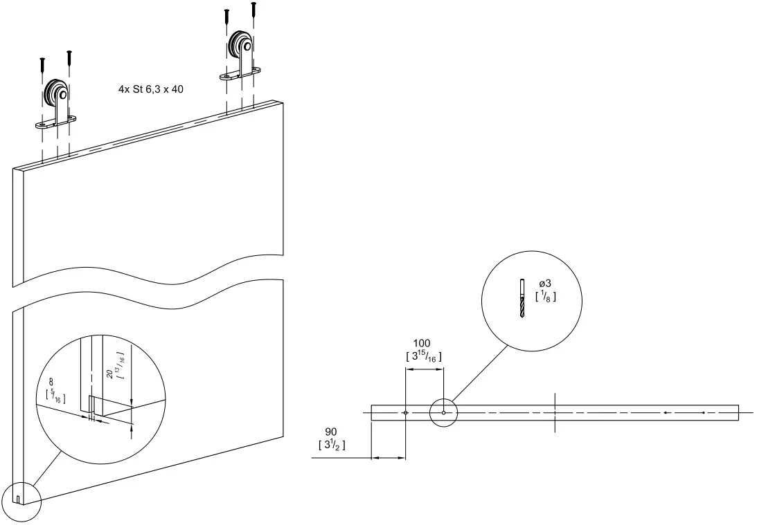SLID UP SU5372 240 Barn Door Sliding System for 1 Partition Door A3