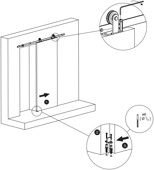 SLID UP SU5372 240 Barn Door Sliding System for 1 Partition Door A5