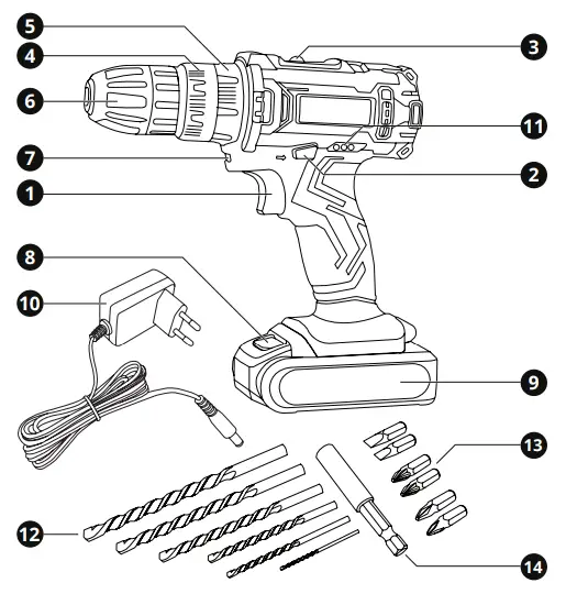 KRAUSMANN POWER TOOLS 7251 Cordless Impact Drill and Screwdriver - Fig 1