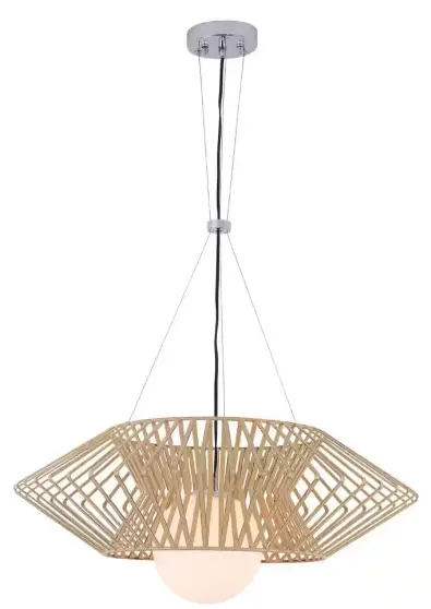 4MODERNHOME 19192-1WG 1-Light Wood Grain Basket Chandelier