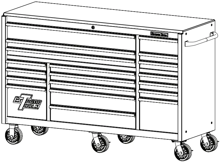 EXTREME TOOLS RX722519RC X 19 Drawer Powder Coated Steel Roller Cabinet