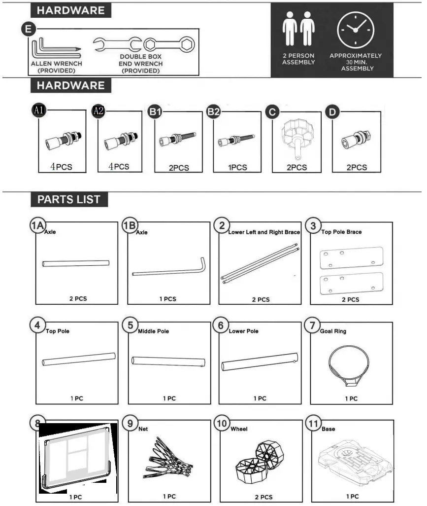 aukung CDB 022B Portable Basketball Hoops and Goals - PRODUCT ASSEMBLY