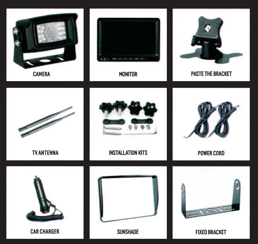 caravansplus CRM7377 1080P HD Digital Wireless Backup Camera DVR System - PACKAGE CONTENTS