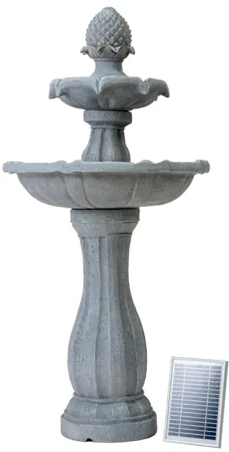 XBRAND AM-243-8379 Classic Two Tiered Solar Fountain