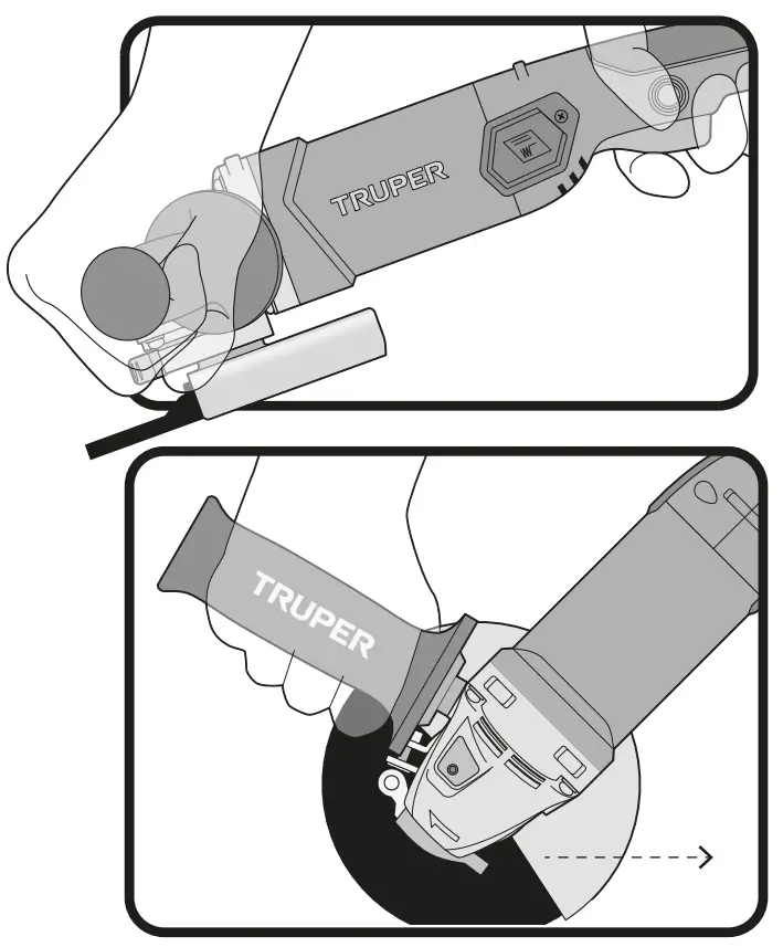 TRUPER ESMA-4512N Industrial Angle Grinder - hold the tool
