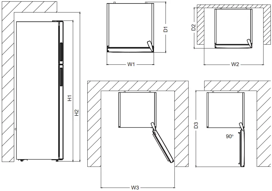 DAEWOO FTL213FWT0RS Fridge Freezer - Dimensions