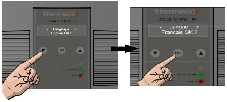 ELECRO ENGINEERING V1 Thermecro Solar Digital Controller - Language Setting