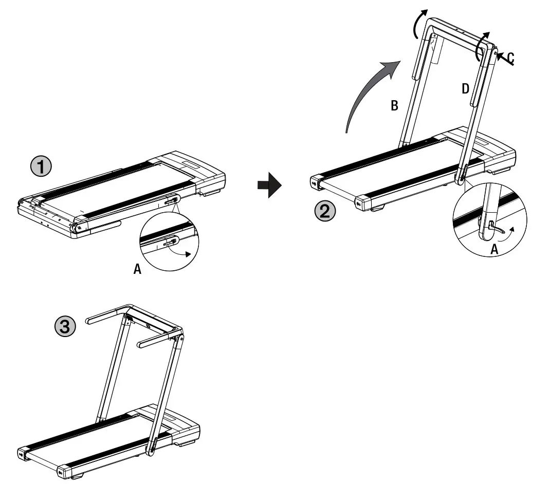 SPORTSTECH sTread Fold 2 in 1 Folding Treadmill - FOR RUN MODE-FOLDING UP THE HANDLE BAR