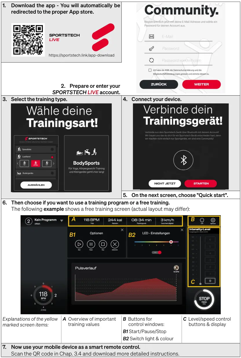 SPORTSTECH sTread Fold 2 in 1 Folding Treadmill - USING THE SPORTSTECH LIVE APP AS DEVICE CONTROLLER