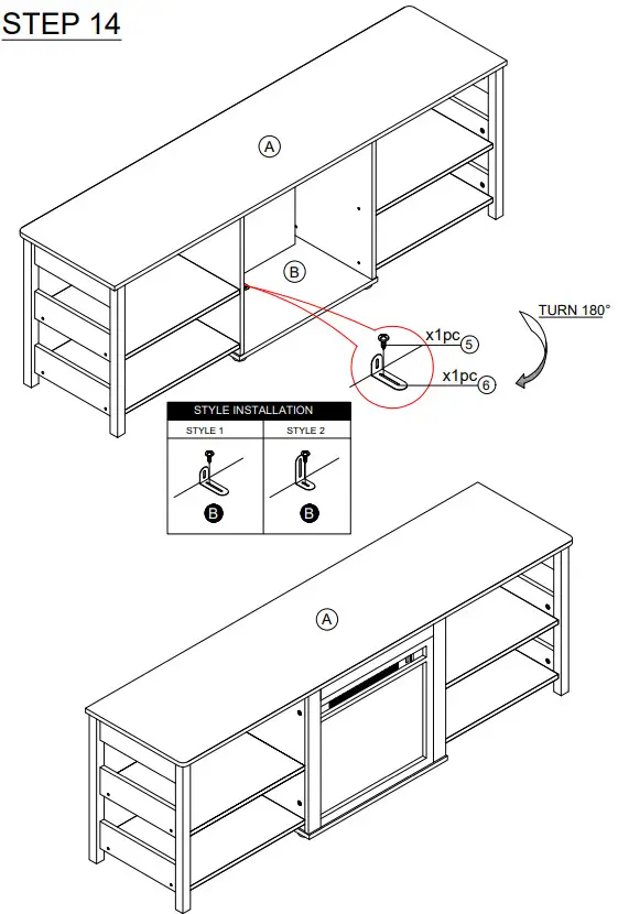 Furinno 21346 70 Inch TV Stand with Fireplace - fig 11