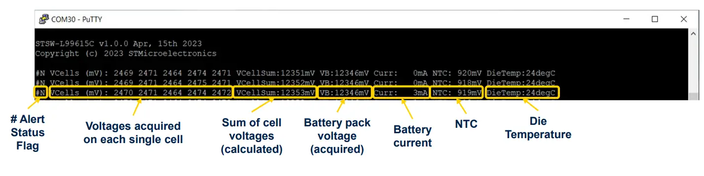 Application Demo 1: Output messages in Normal acquisition