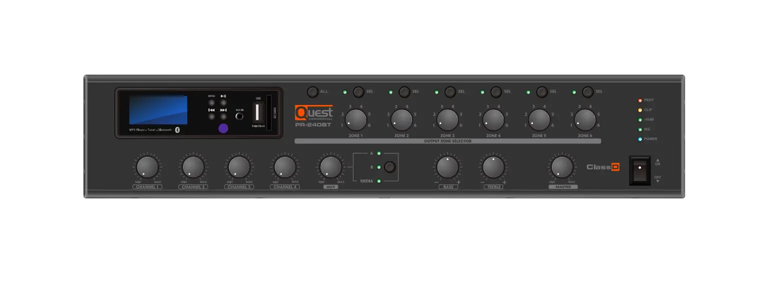 Quest Pr-130bt Commercial Mixer-amplifier User Manual Quest Pr-130bt Commercial Mixer-amplifier User Manual