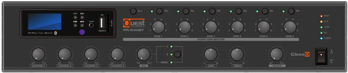 Quest PR-130BT Commercial Mixer-Amplifier