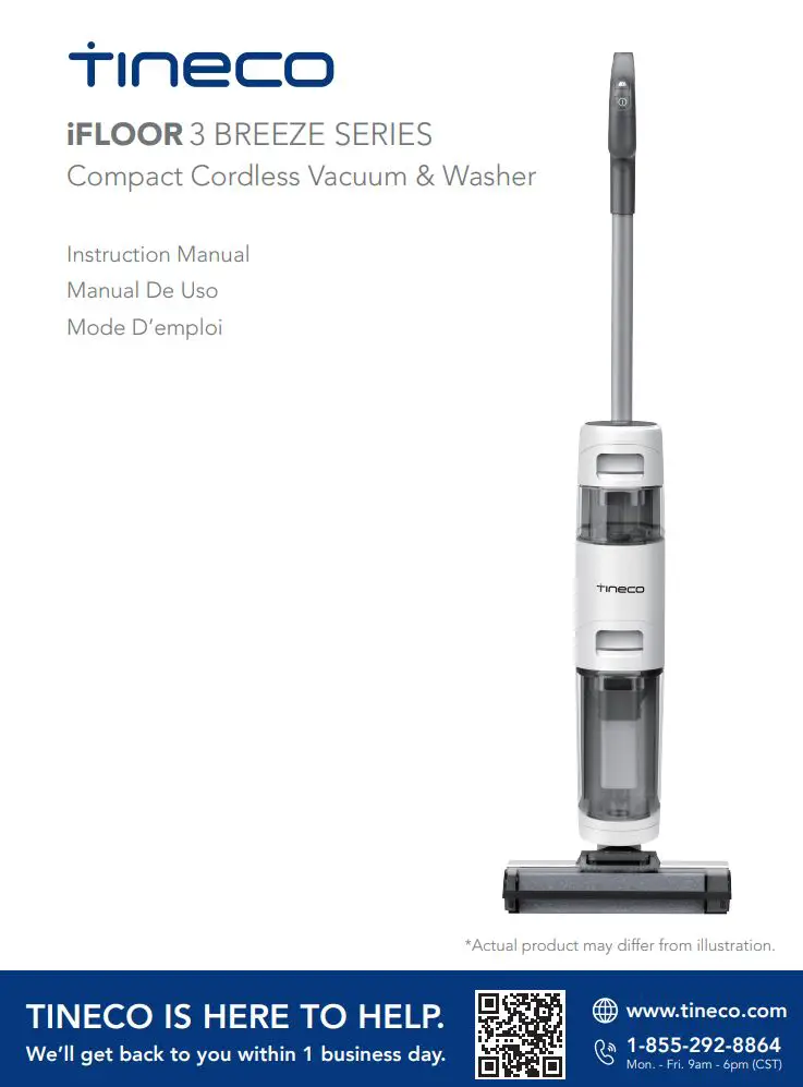 Tineco iFLOOR 3 BREEZE SERIES Compact Cordless Vacuum and Washer Instruction Manual