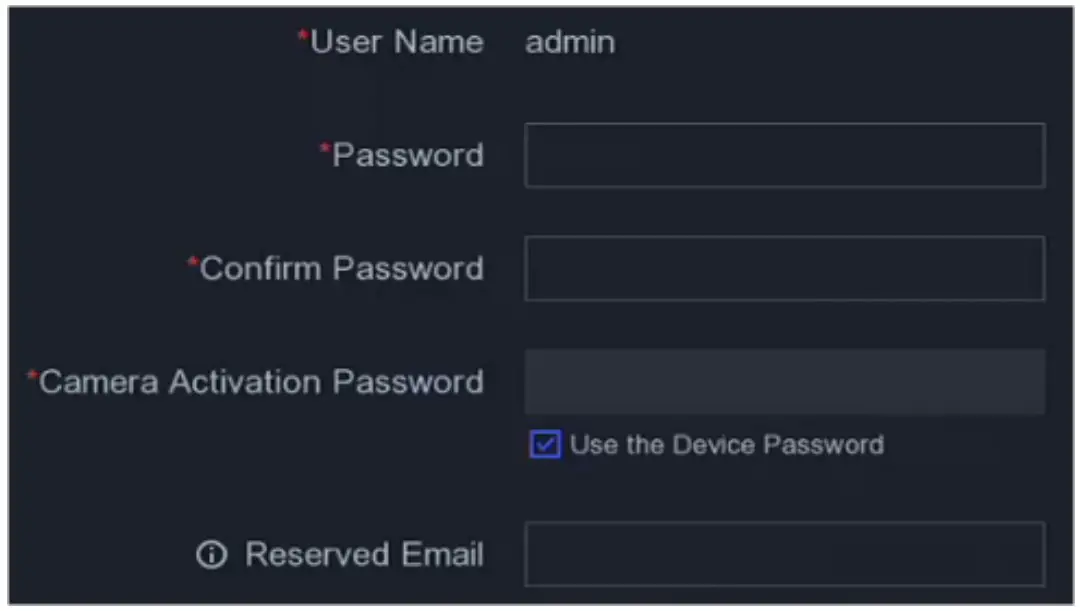 Camera Activation Interface