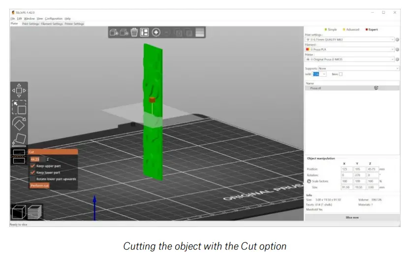 PRUSA SL1S 3d Printing Handbook - Cut option