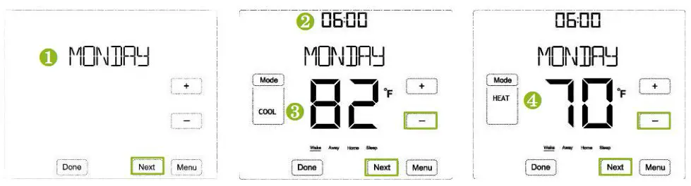 ecoer EST01 Wi-Fi Programmable Thermostat User Guide - Press Next to set schedule for other period of the selected day
