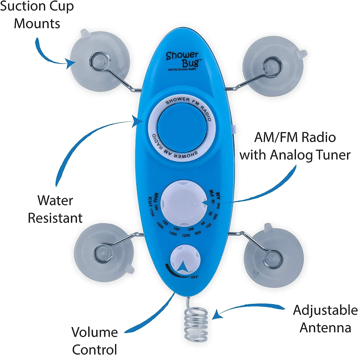 Zadro SB02HB Water Resistant AM-FM Showerbug Radio-FIG-1