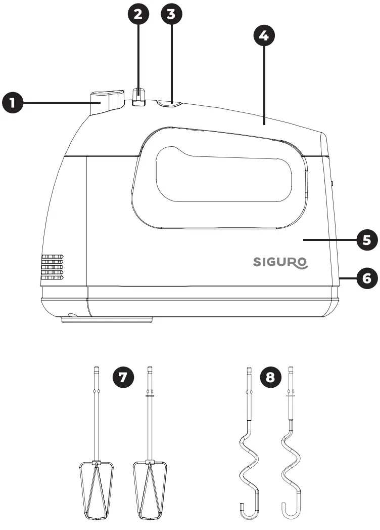 SIGURO SGR HM E410W Hand Mixer