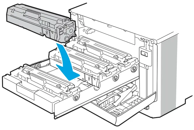HP Color LaserJet Managed E45028 - Insert the new toner cartridge