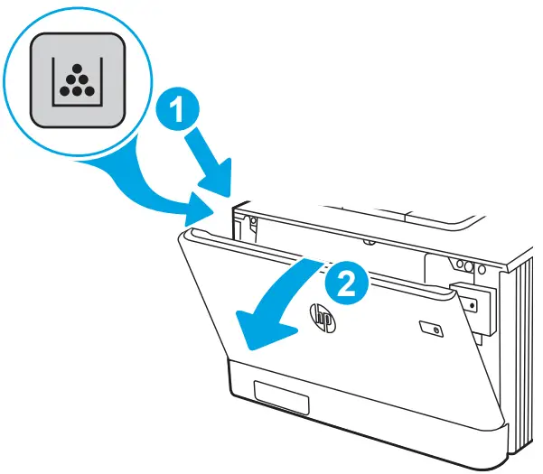 HP Color LaserJet Managed E45028 - Open the front door