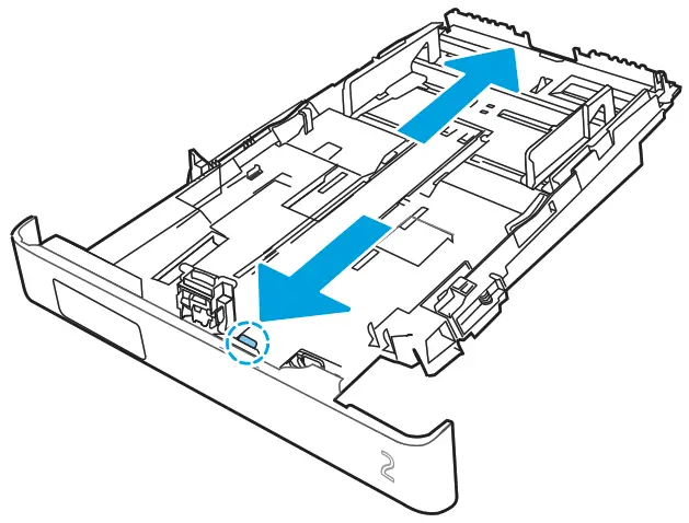 HP Color LaserJet Managed E45028 - extend the tray