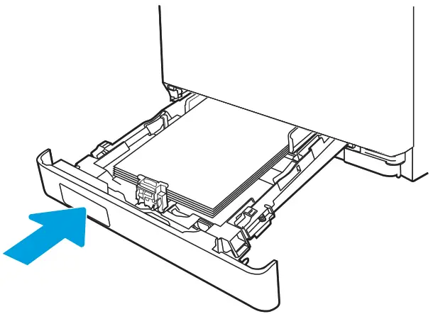 HP Color LaserJet Managed E45028 - tray full indicator