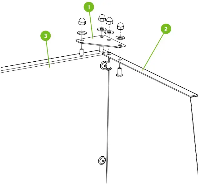 Installation Gussets rear panel on hardware