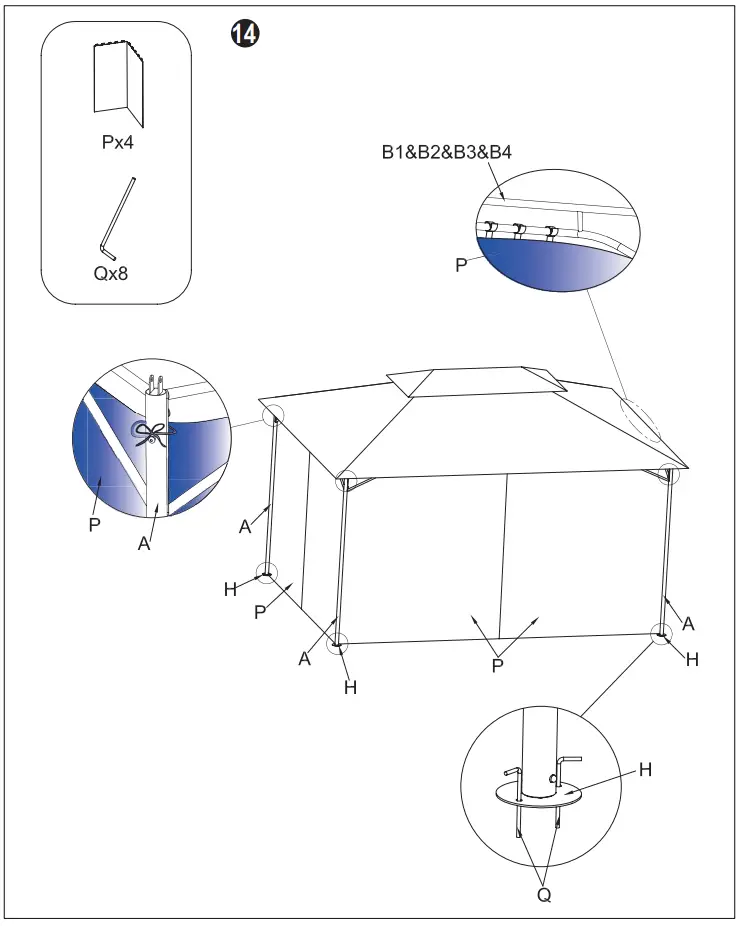 LAUSAINT HOME GFS20202A Gray Gazebo Portable Pergola Outdoor Canopy Shelter-fig10