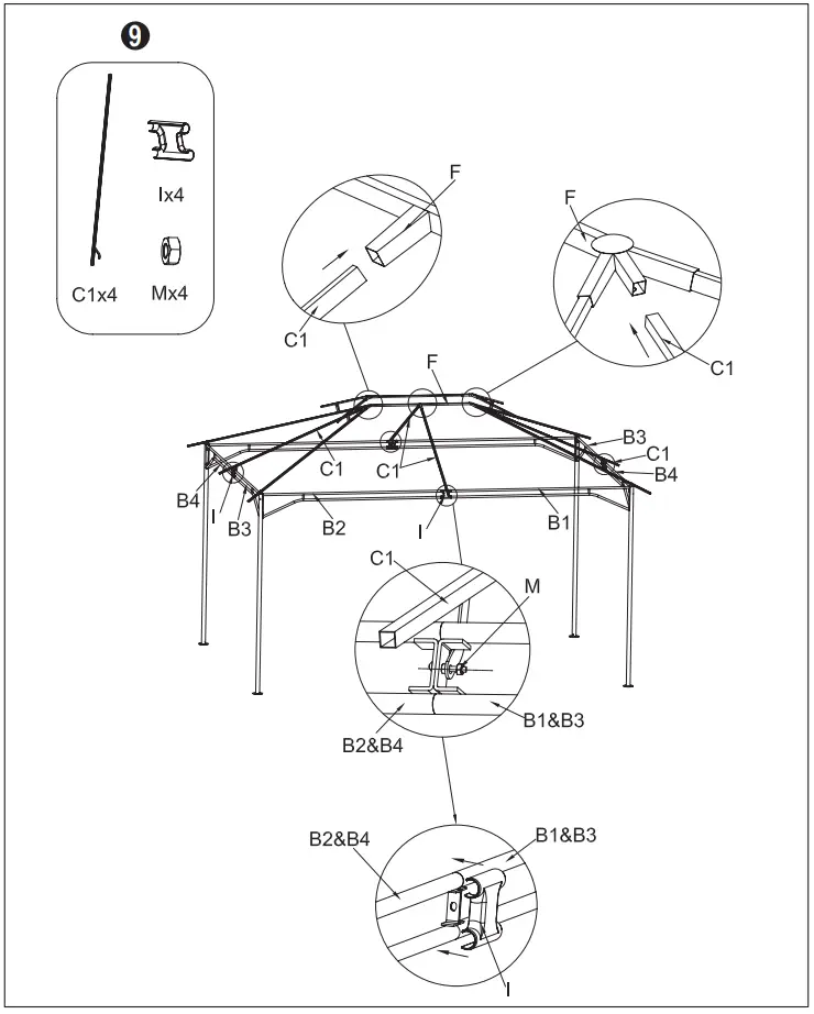 LAUSAINT HOME GFS20202A Gray Gazebo Portable Pergola Outdoor Canopy Shelter-fig7