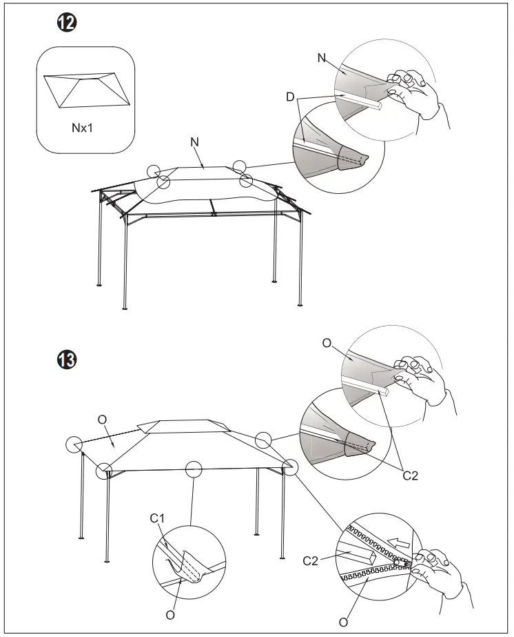 LAUSAINT HOME GFS20202A Gray Gazebo Portable Pergola Outdoor Canopy Shelter-fig9
