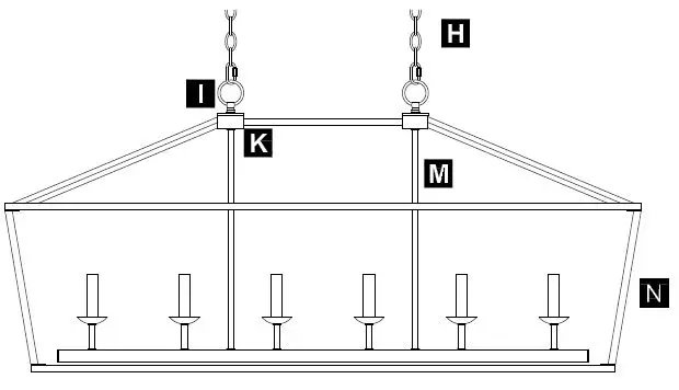 ACROMA-6306BG-6-Light-Kitchen-Island-Rectangle-Modern-Chandelier-FIG-2