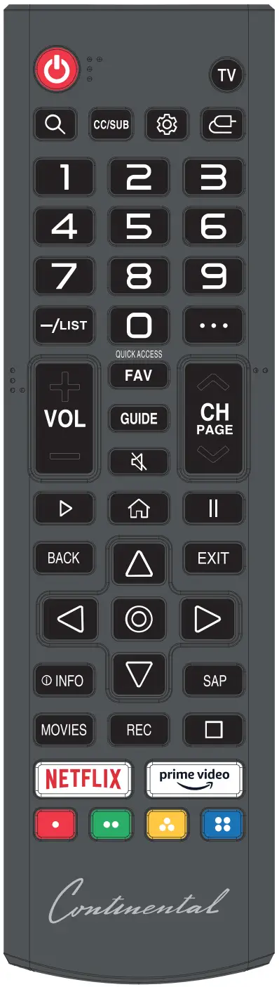 Continental CE TV65UQW1F2US 65 Inch UHD 4K Frameless Smart TV - Remote Control