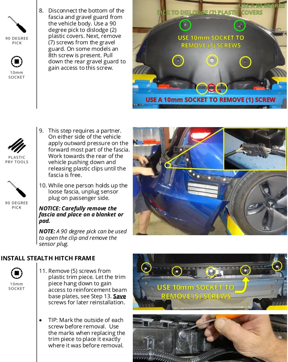 STEALTH HITCHES SHR09001 Rack Receiver Kit Box for Tesla Model 3 Hitch - GAIN ACCESS TO MOUNTING AREA