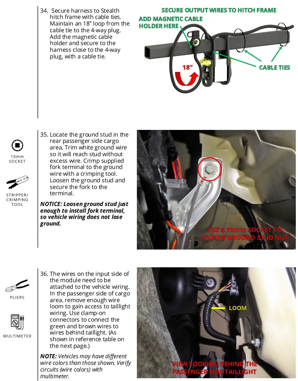 STEALTH HITCHES SHR09001 Rack Receiver Kit Box for Tesla Model 3 Hitch - INSTALL PASSIVE WIRING KIT 7