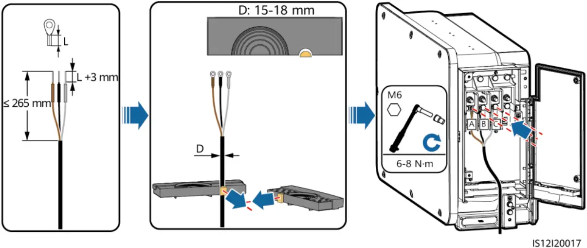 HUAWEI 100KTL-M2 - Installing the Tracking System Power Cable 1