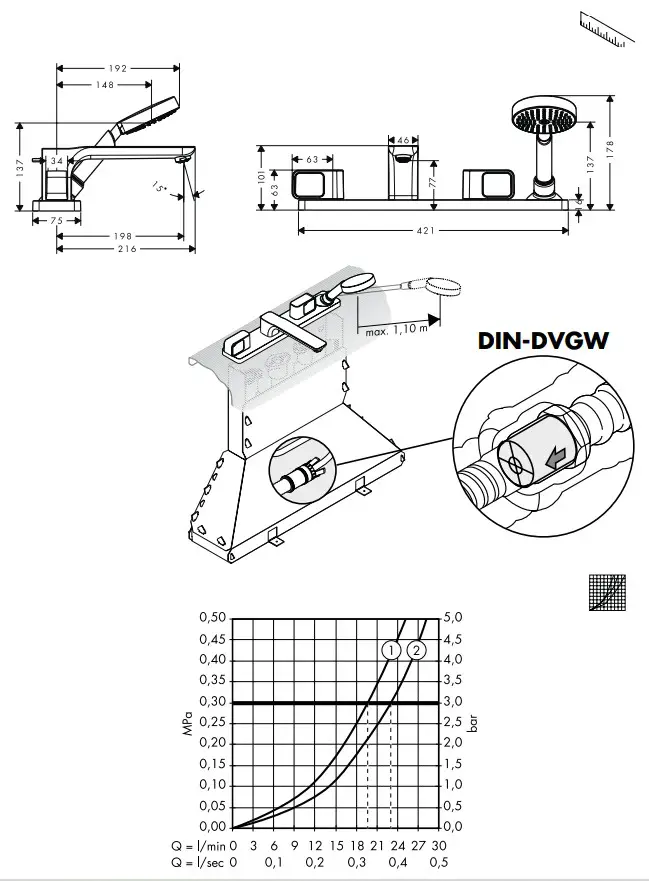 hansgrohe AXOR 11443000 Urquiola Bath Mixers - fig 7