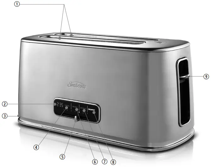 Sunbeam TAM5003SS Arise Collection 4 Slice Toaster - Toaster