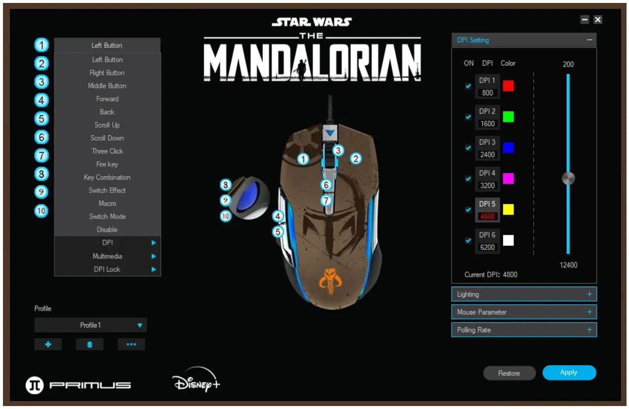 PRIMUS PMO-S202ML Star Wars the Mandalorian Mouse - Apply