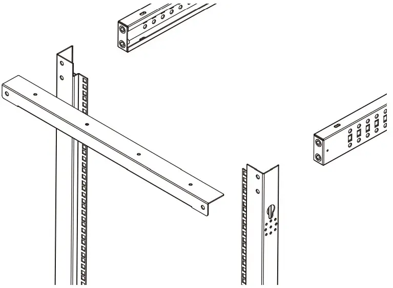 rocstor SolidRack Adjustable 4 Post Open Frame Server Rack - Bracket on top Front