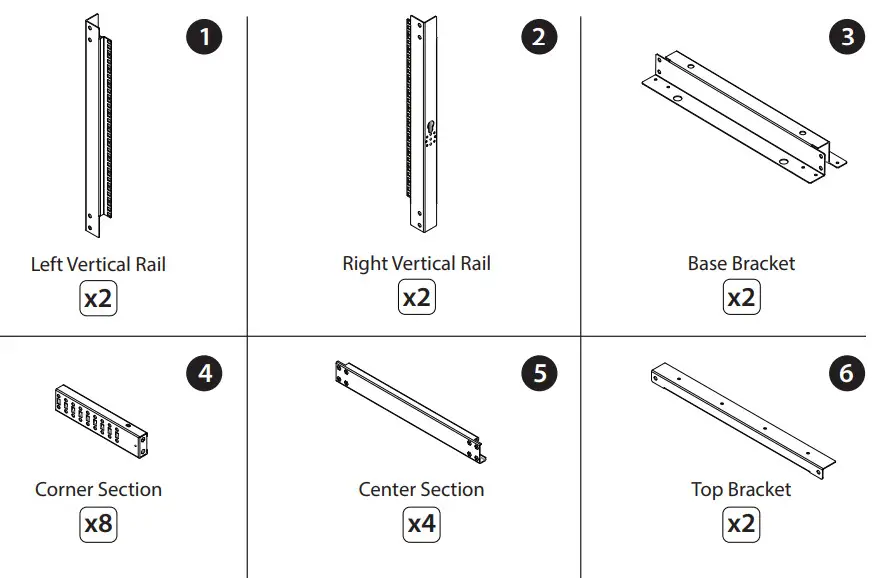rocstor SolidRack Adjustable 4 Post Open Frame Server Rack - Left Vertical Rail