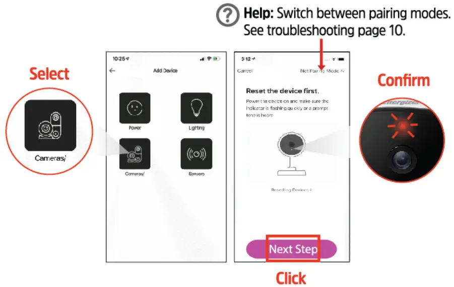 Energizer EIX11005 Smart WiFi Foldable Privacy Indoor Camera - CONNECT THE DEVICE 6