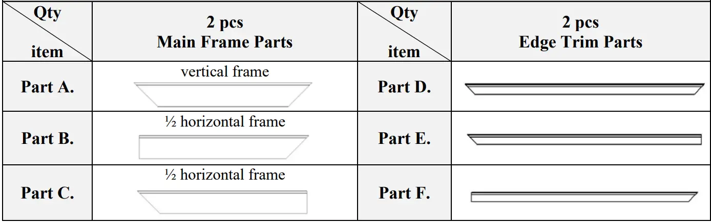EPV Dark Star UST 2 eFinity EDGE FREE Ceiling Ambient Light Rejecting Fixed Frame Screen - Parts List