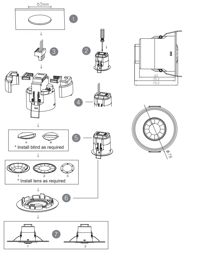 HYTRONIK HIR32 Series Flush Mount PIR Motion Sensor - fig 1