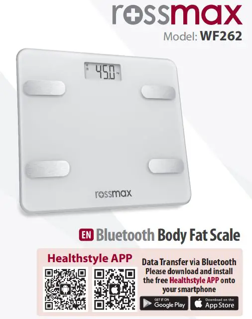 rossmax WF262 Bluetooth Body Fat Scale User Manual