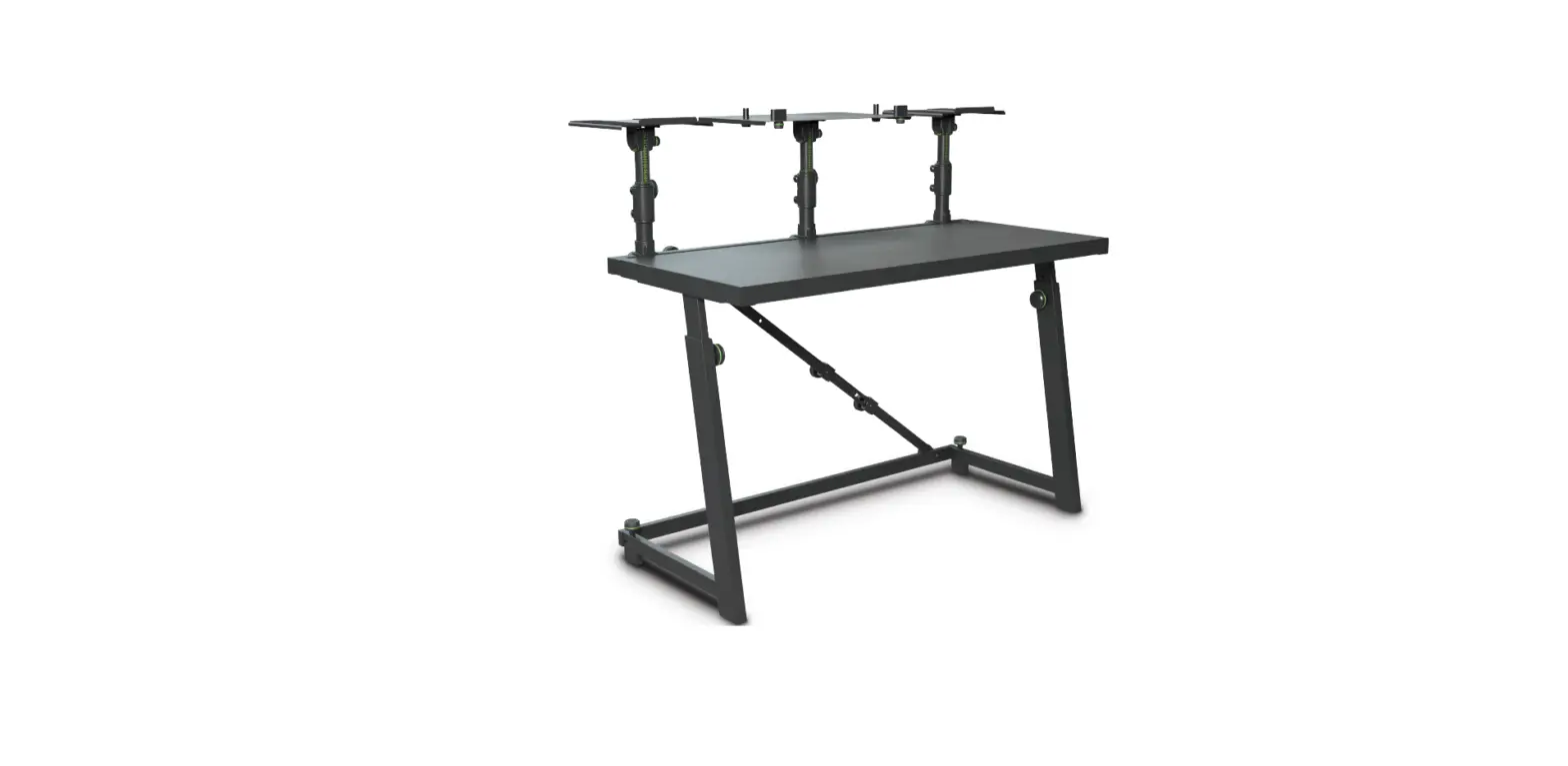 Gravity Gfdjt01 Dj Desk With Adjustable Laptop And Loudspeaker Trays Instruction Manual