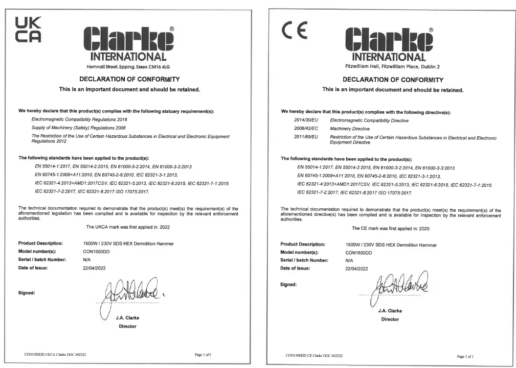 Clarke CON1500DD 1500W SDS Demolition Hammer-FIG-16