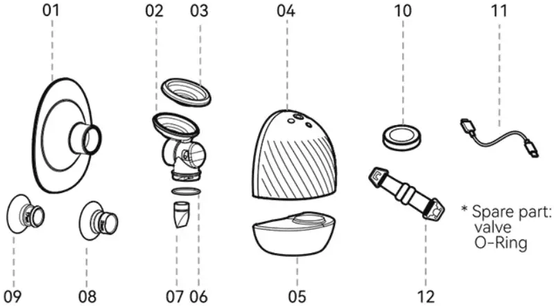 Paruu X2 Wearable Breast Pump - Parts List