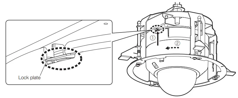 i PRO WV QEM501 Ceiling Mount Bracket - Camera dismounting method