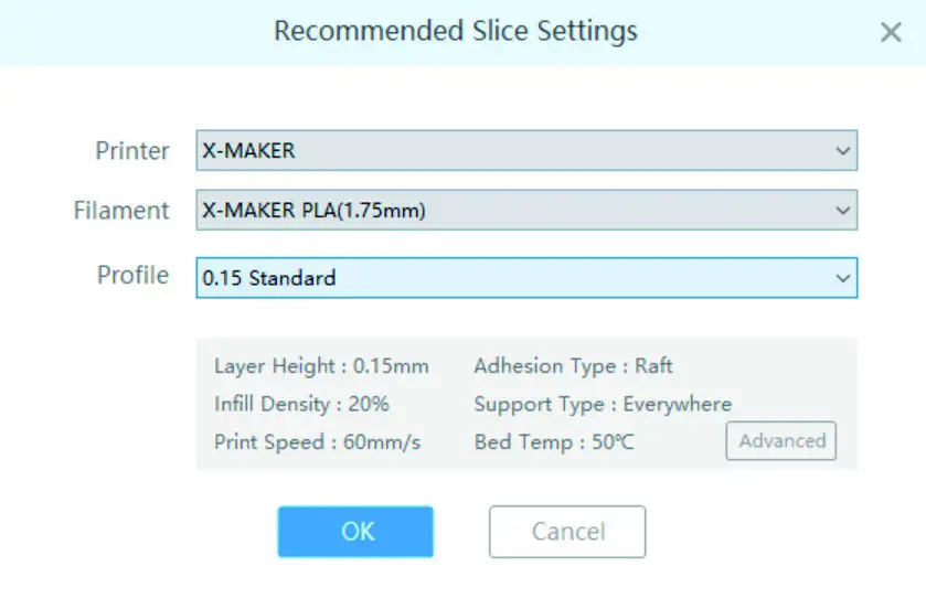 IME3D X PRINT Smart 3D Printer - Slice settings